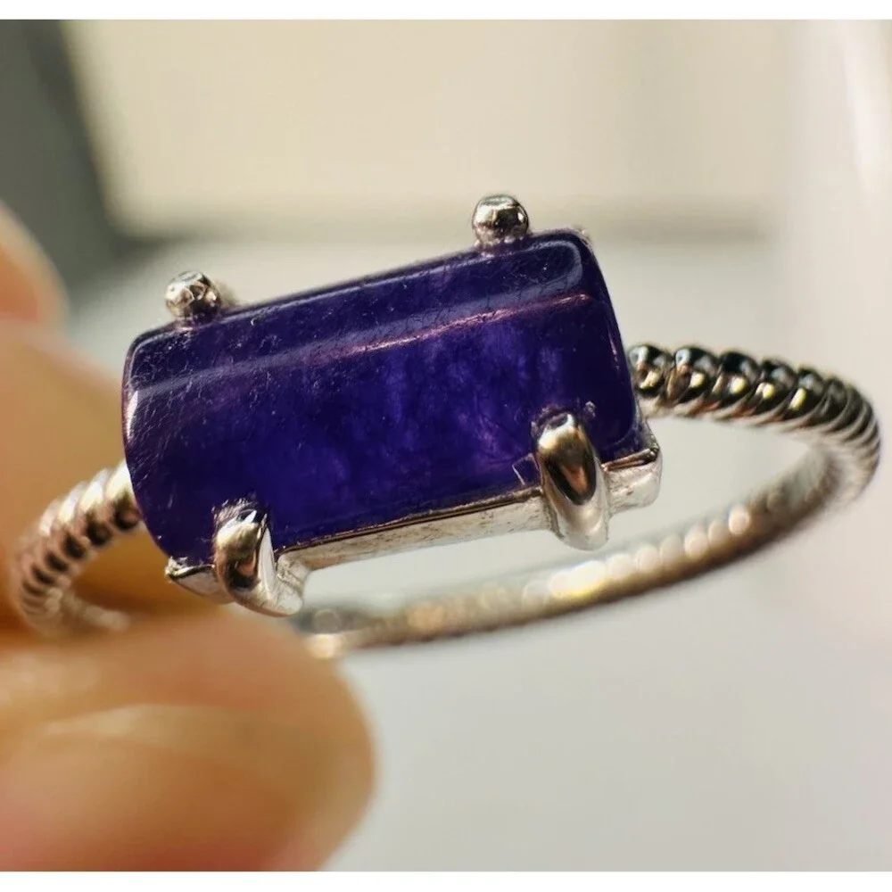Bomb Party Purple Ring Lot 2 Size 9 Rhodium Plated CZ Statement Rings